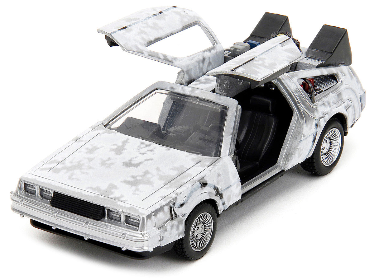 DMC DeLorean Time Machine Brushed Metal (Frost Version) "Back to the Future" (1985) Movie "Hollywood Rides" Series 1/32 Diecast Model Car by Jada LuxuryLifeWay Online Store