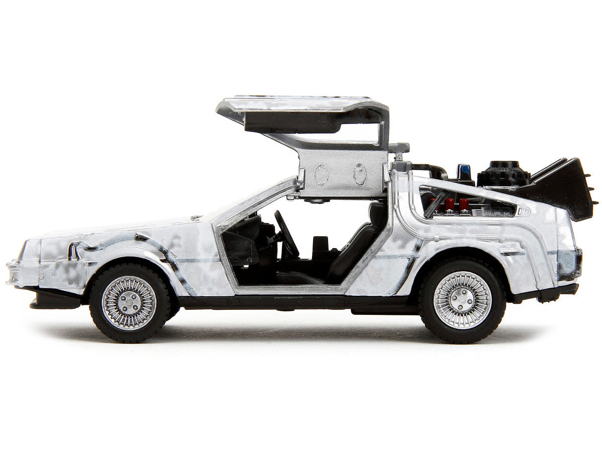 DMC DeLorean Time Machine Brushed Metal (Frost Version) "Back to the Future" (1985) Movie "Hollywood Rides" Series 1/32 Diecast Model Car by Jada LuxuryLifeWay Online Store
