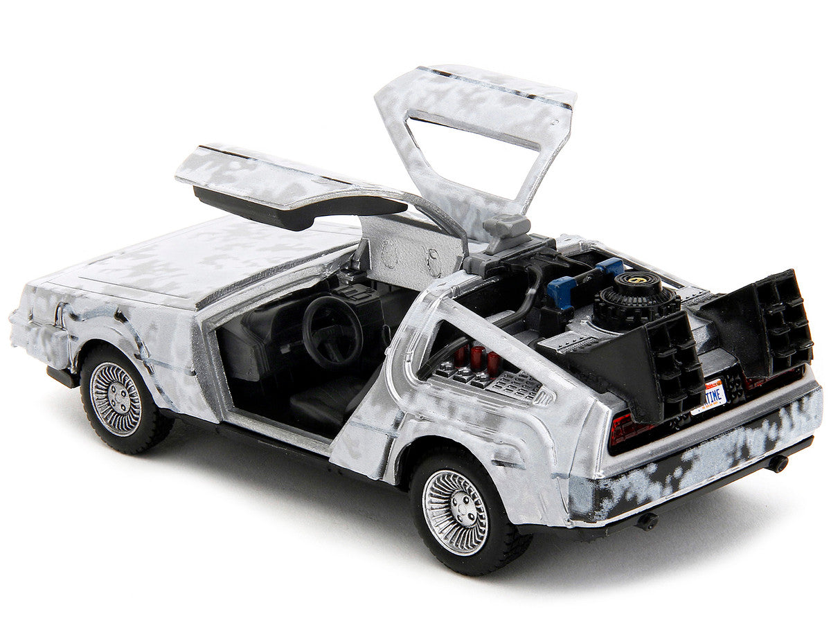 DMC DeLorean Time Machine Brushed Metal (Frost Version) "Back to the Future" (1985) Movie "Hollywood Rides" Series 1/32 Diecast Model Car by Jada LuxuryLifeWay Online Store