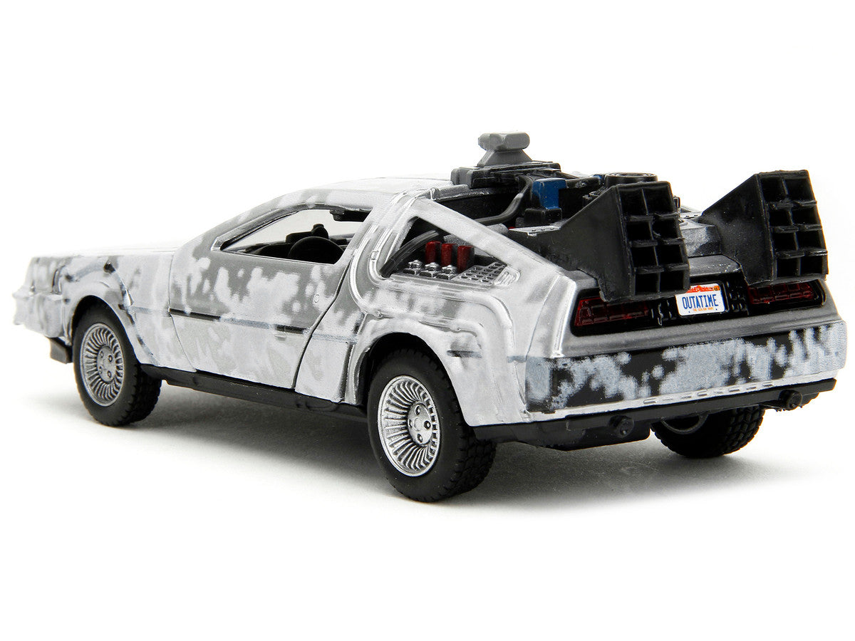 DMC DeLorean Time Machine Brushed Metal (Frost Version) "Back to the Future" (1985) Movie "Hollywood Rides" Series 1/32 Diecast Model Car by Jada LuxuryLifeWay Online Store