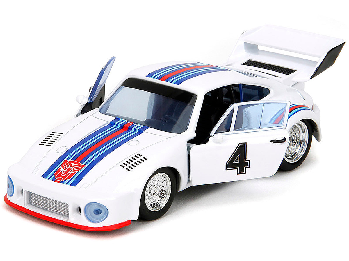 Porsche 935 Turbo #4 "Jazz" White with Blue and Red Stripes "Transformers" "Hollywood Rides" Series 1/32 Diecast Model Car by Jada LuxuryLifeWay Online Store