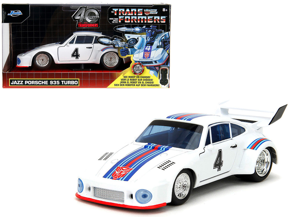 Porsche 935 Turbo #4 "Jazz" White with Blue and Red Stripes "Transformers" "Hollywood Rides" Series 1/32 Diecast Model Car by Jada LuxuryLifeWay Online Store