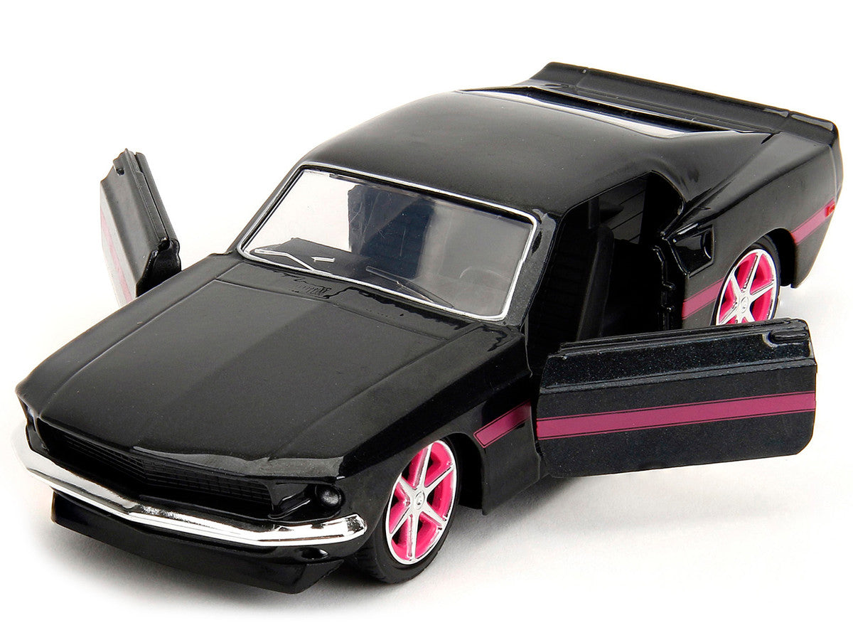 1969 Ford Mustang Black Metallic with Pink Stripes and Wheels "Pink Slips" Series 1/32 Diecast Model Car by Jada LuxuryLifeWay Online Store