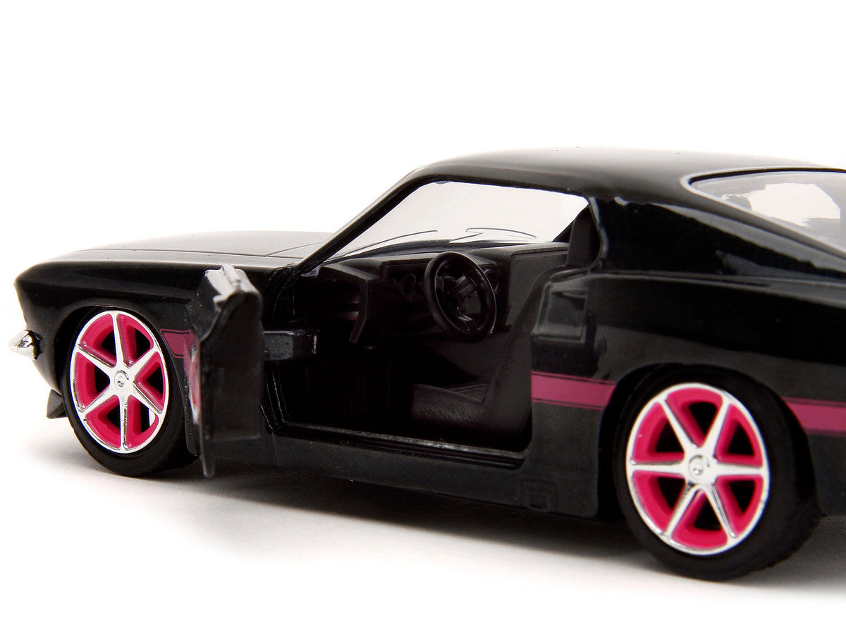 1969 Ford Mustang Black Metallic with Pink Stripes and Wheels "Pink Slips" Series 1/32 Diecast Model Car by Jada LuxuryLifeWay Online Store
