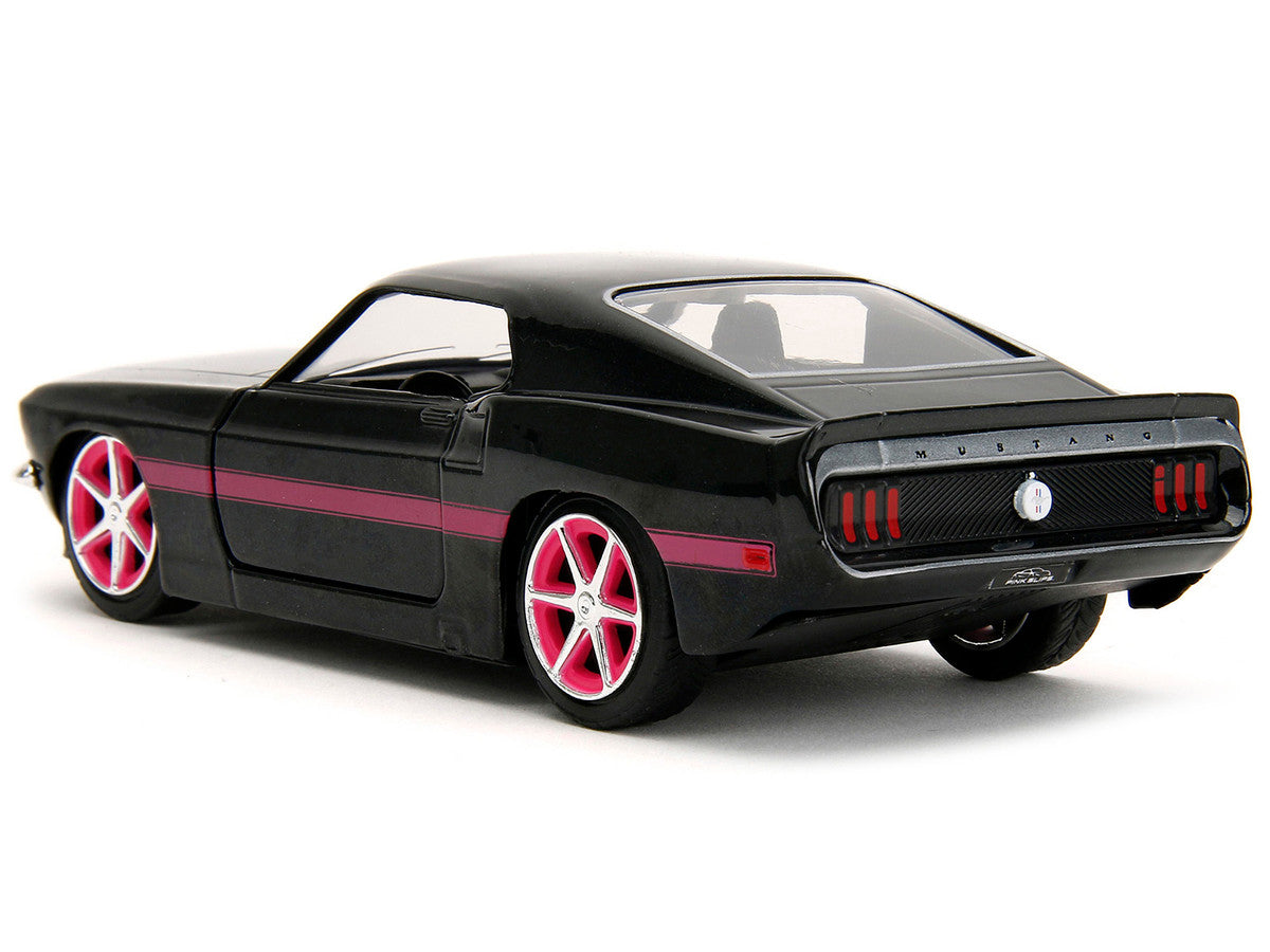 1969 Ford Mustang Black Metallic with Pink Stripes and Wheels "Pink Slips" Series 1/32 Diecast Model Car by Jada LuxuryLifeWay Online Store