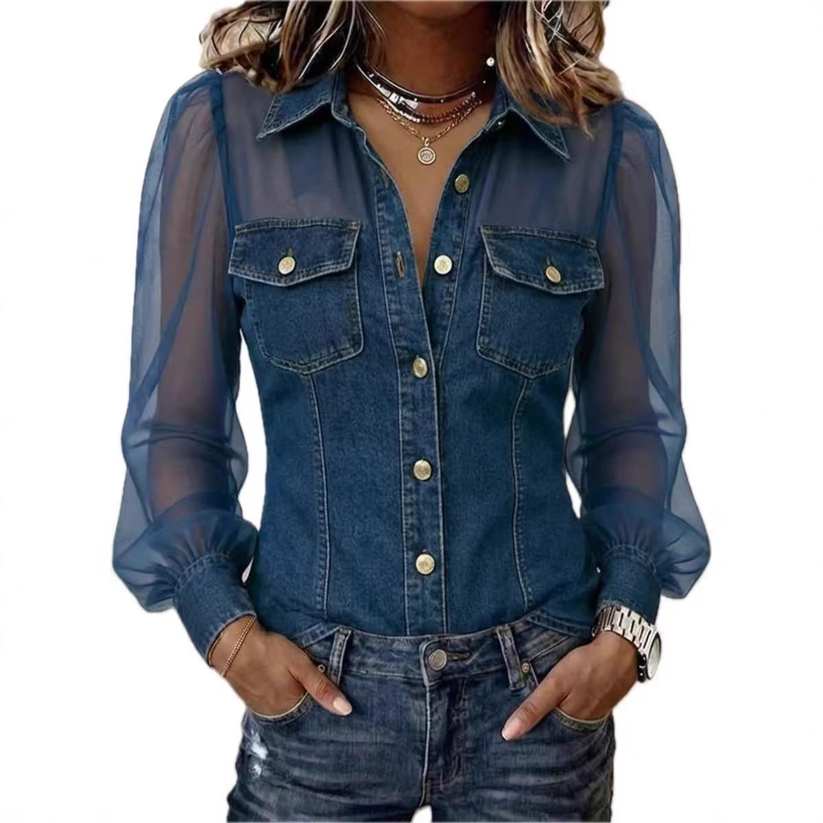 Womens V-neck Lace Long-sleeve Top NorixaFashion.com