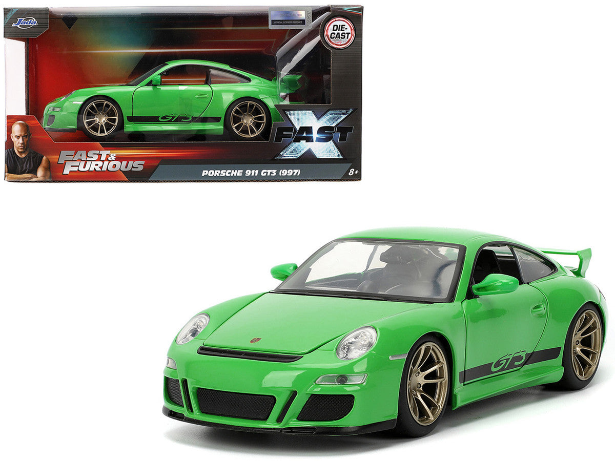 Porsche 911 GT3 (997) Green with Black Accents "Fast X" (2023) Movie "Fast & Furious" Series 1/24 Diecast Model Car by Jada LuxuryLifeWay Online Store