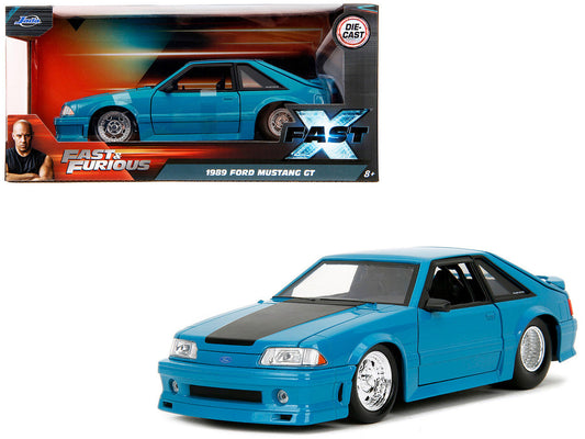 1989 Ford Mustang GT Blue with Black Hood Stripes "Fast & Furious" Series 1/24 Diecast Model Car by Jada LuxuryLifeWay Online Store