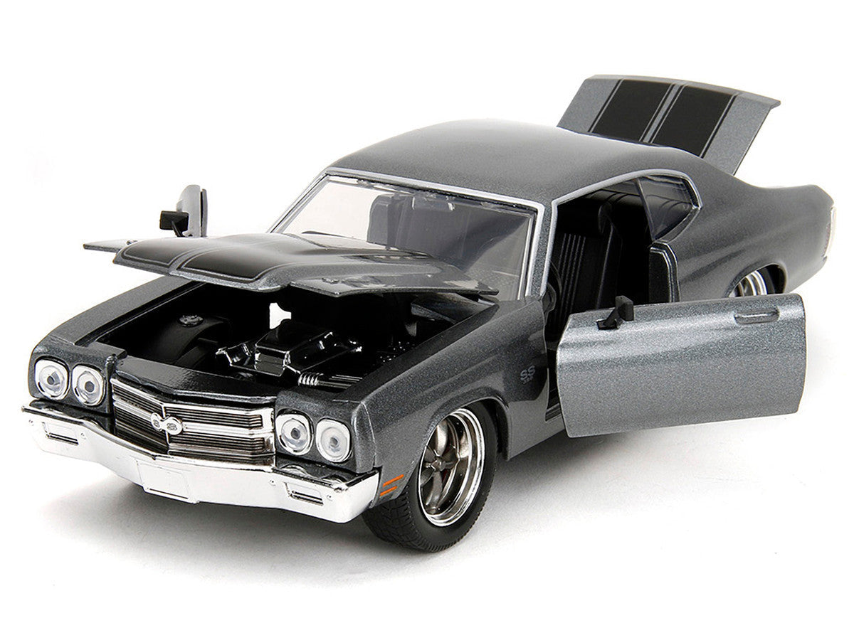 1970 Chevrolet Chevelle SS Gray Metallic with Black Stripes "Fast & Furious" (2009) Movie "Fast & Furious 25th Anniversary" Series 1/24 Diecast Model Car by Jada LuxuryLifeWay Online Store