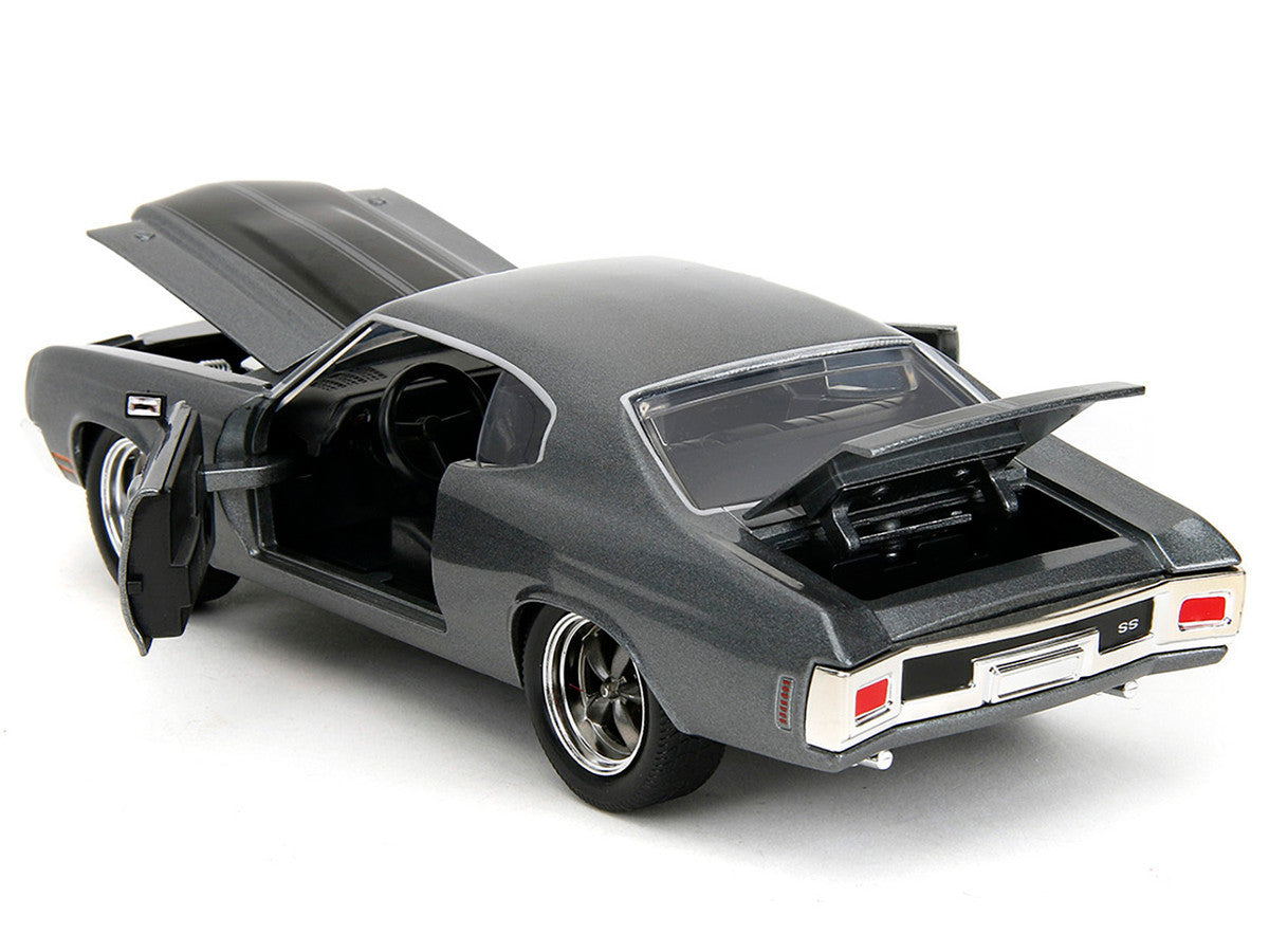 1970 Chevrolet Chevelle SS Gray Metallic with Black Stripes "Fast & Furious" (2009) Movie "Fast & Furious 25th Anniversary" Series 1/24 Diecast Model Car by Jada LuxuryLifeWay Online Store