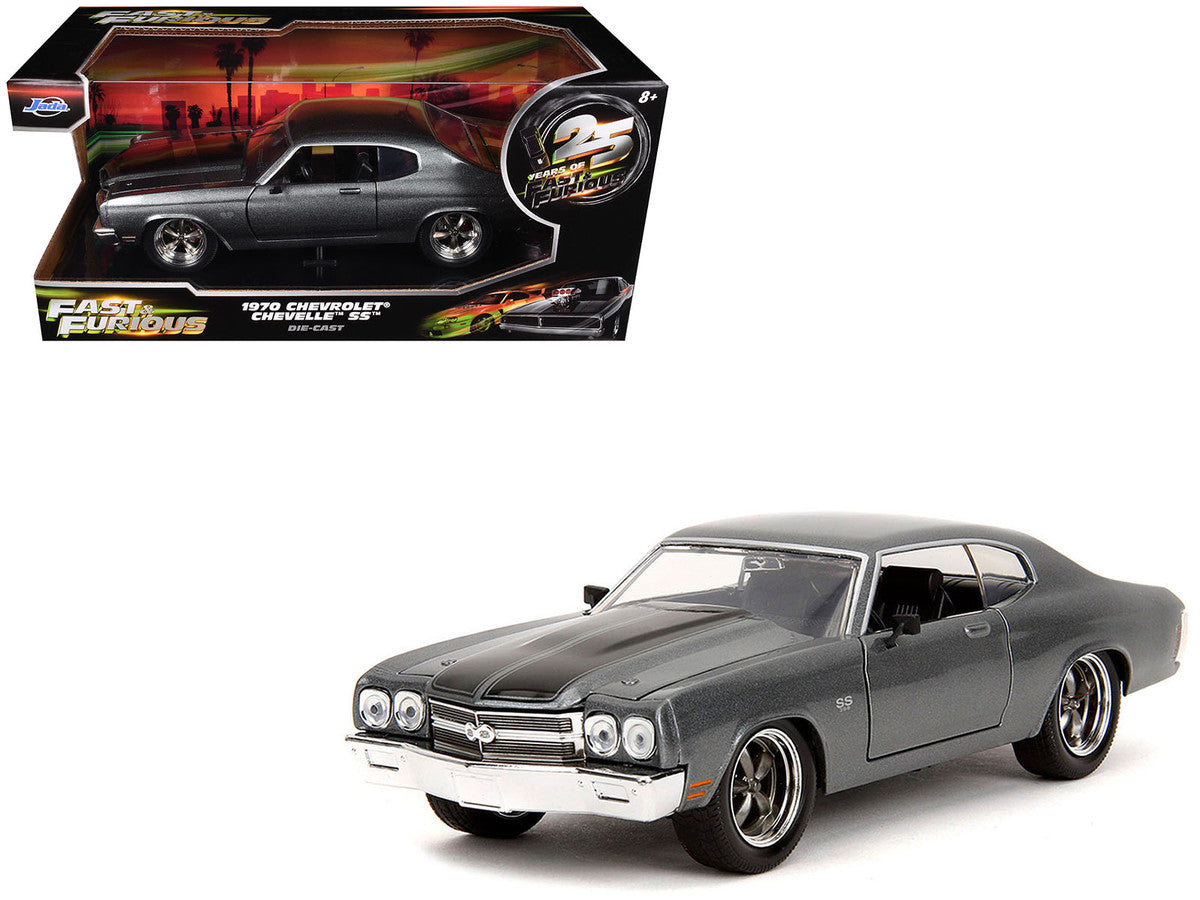 1970 Chevrolet Chevelle SS Gray Metallic with Black Stripes "Fast & Furious" (2009) Movie "Fast & Furious 25th Anniversary" Series 1/24 Diecast Model Car by Jada LuxuryLifeWay Online Store