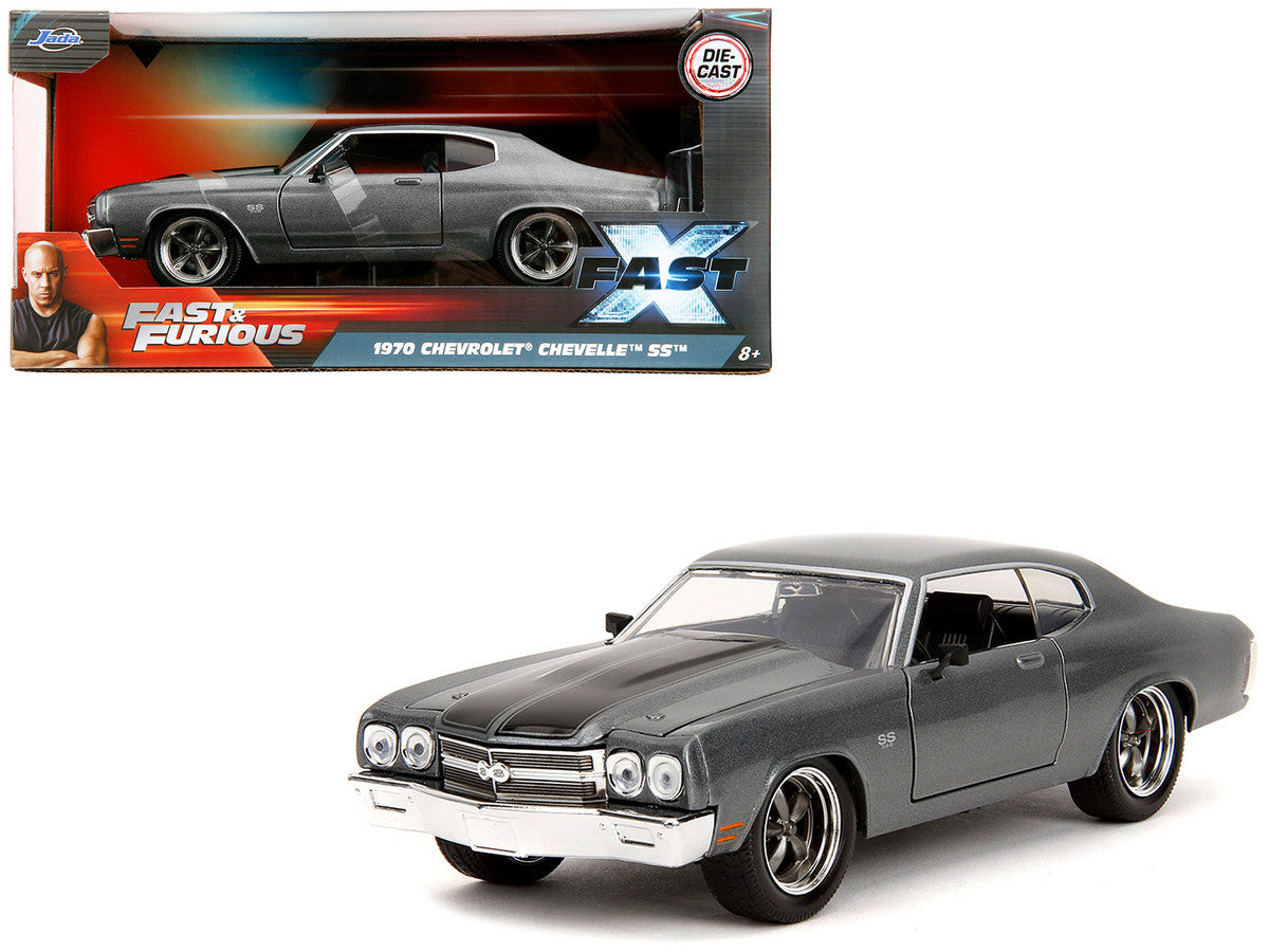 1970 Chevrolet Chevelle SS Gray Metallic with Black Stripes "Fast & Furious" (2009) Movie "Fast & Furious" Series 1/24 Diecast Model Car by Jada LuxuryLifeWay Online Store