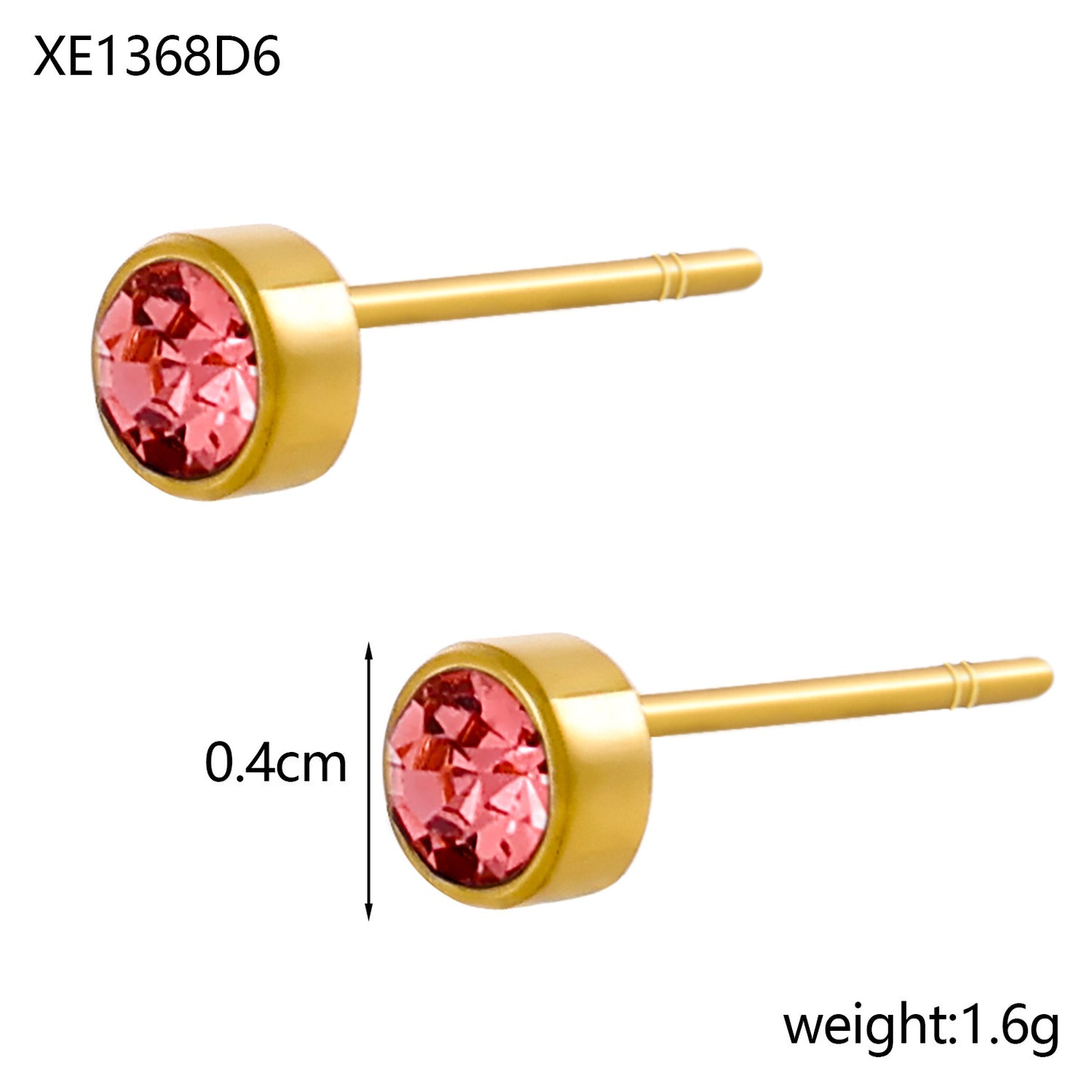 Stainless Steel Gold-plated Birthday Stone Constellation Diamond Bone Nail