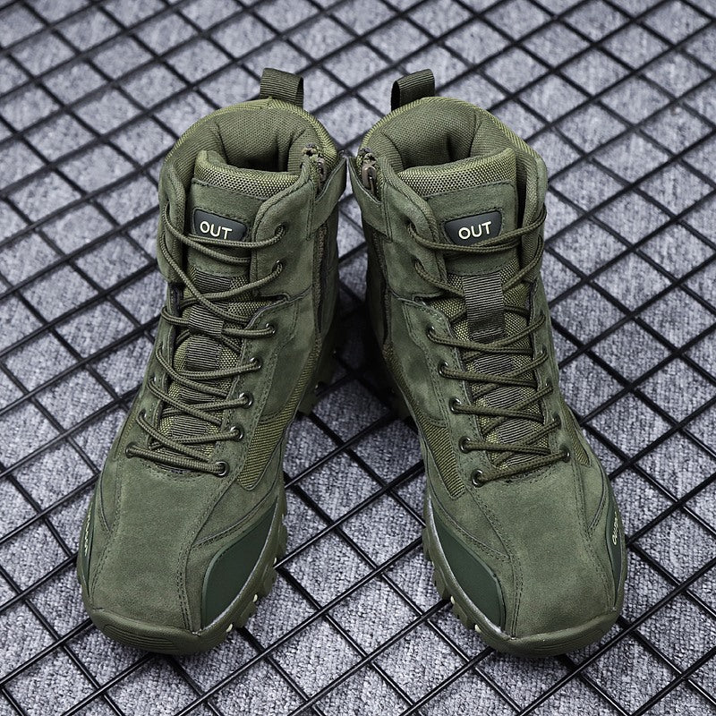 Mountaineering Work Shoes High-Top Lace-Up Mid-Tube Martin Boots LadyShow.Store