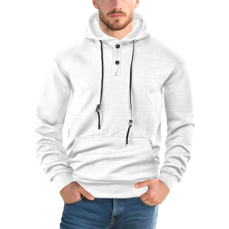 Pullover Solid Color Casual Sports Loose Long Sleeve Hooded Sweater Men LadyShow.Store