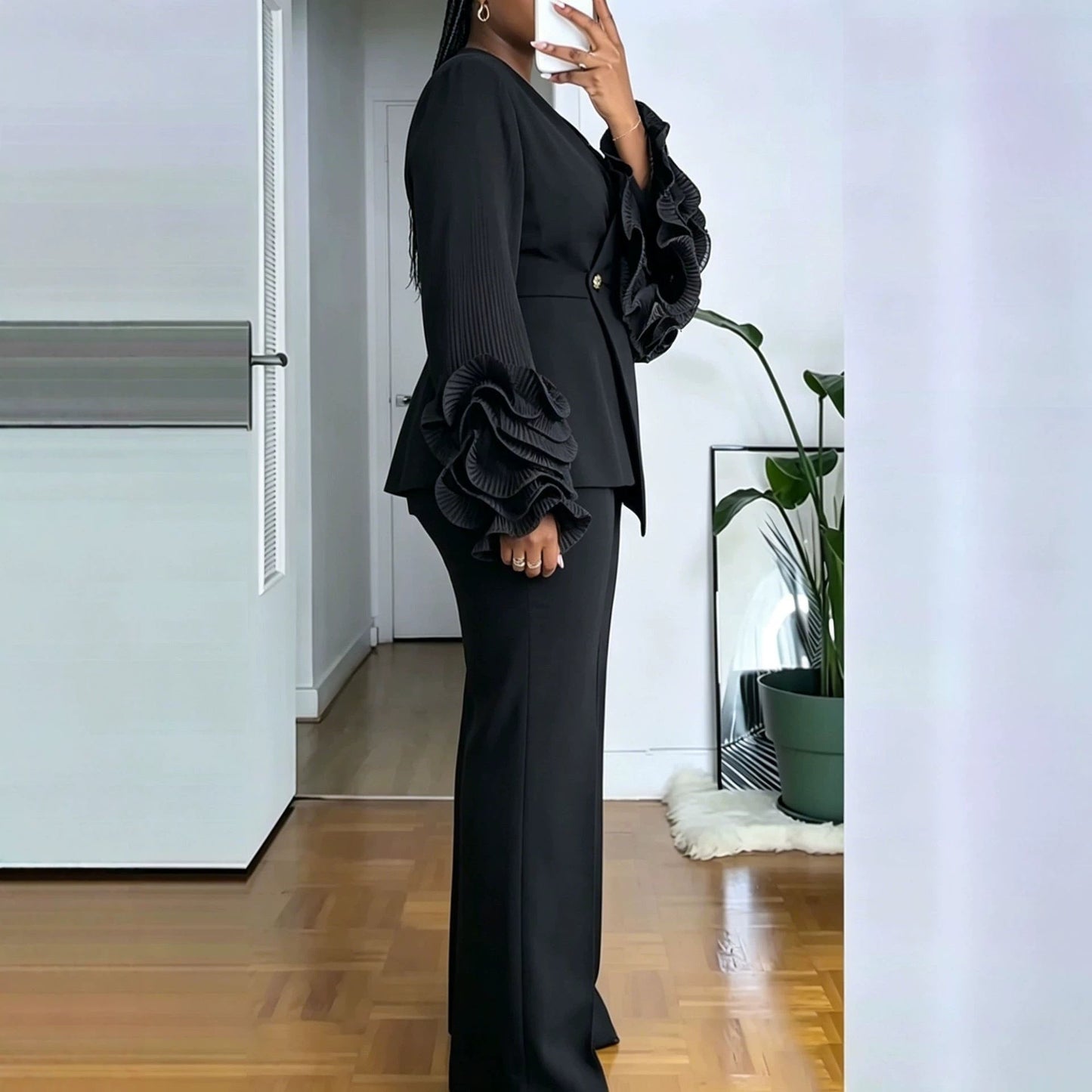Womens Two-Piece Set With African Lace Trim NorixaFashion.com