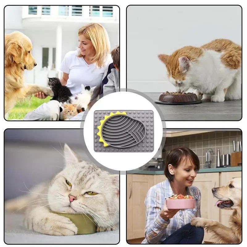 Slow Feeder Dog Bowls Stable Slow Feeder Licking Mat For Pets Slow Eating Smooth Texture Lick Pad For Pet Dog Puppy Cat Kitten Pets Fashion