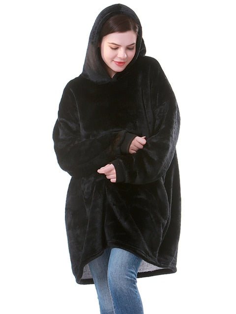 Hooded Winter Soft Plush Fleece Sofa Blanket