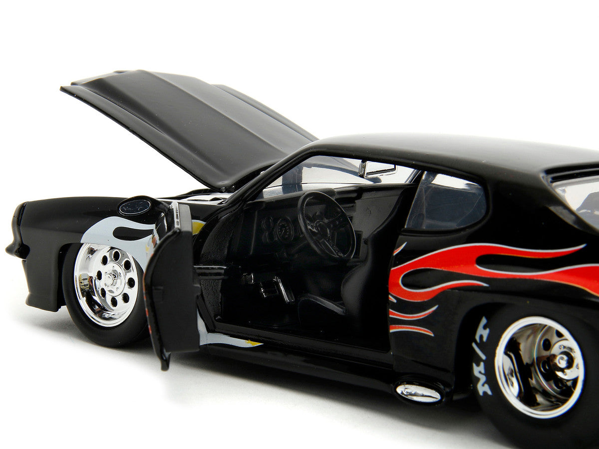 1971 Pontiac GTO Black with Flame Graphics "Bigtime Muscle" Series 1/24 Diecast Model Car by Jada LuxuryLifeWay Online Store