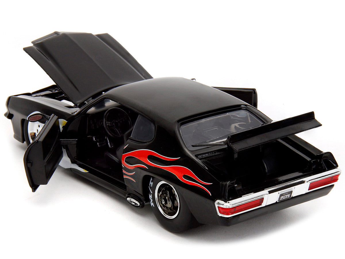 1971 Pontiac GTO Black with Flame Graphics "Bigtime Muscle" Series 1/24 Diecast Model Car by Jada LuxuryLifeWay Online Store