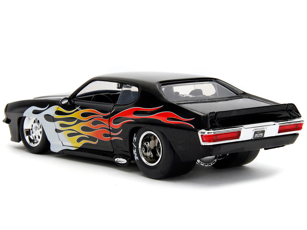 1971 Pontiac GTO Black with Flame Graphics "Bigtime Muscle" Series 1/24 Diecast Model Car by Jada LuxuryLifeWay Online Store