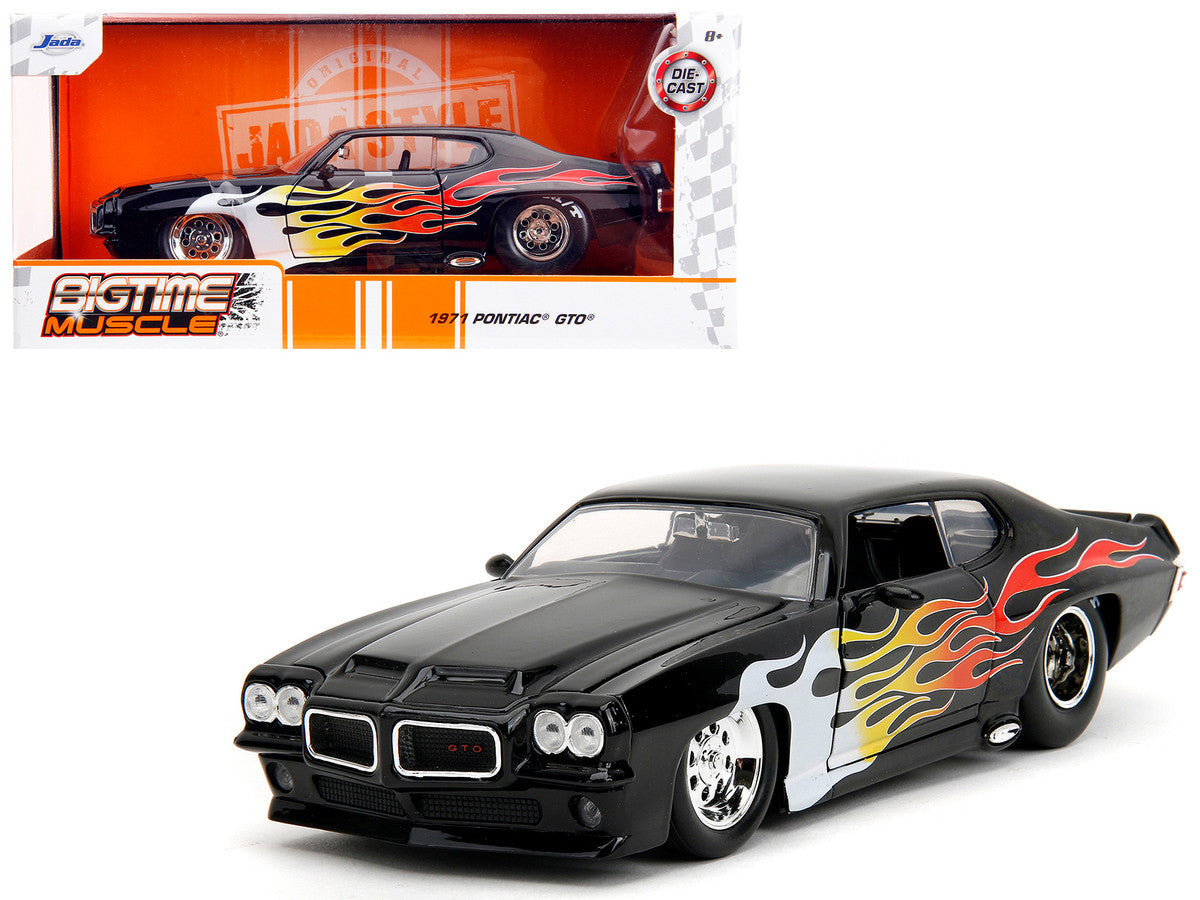 1971 Pontiac GTO Black with Flame Graphics "Bigtime Muscle" Series 1/24 Diecast Model Car by Jada LuxuryLifeWay Online Store