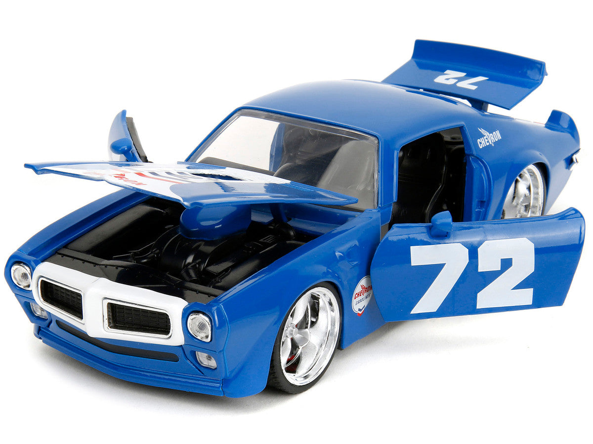 1972 Pontiac Firebird #72 Blue with White Stripe "Chevron" "Bigtime Muscle" Series 1/24 Diecast Model Car by Jada LuxuryLifeWay Online Store