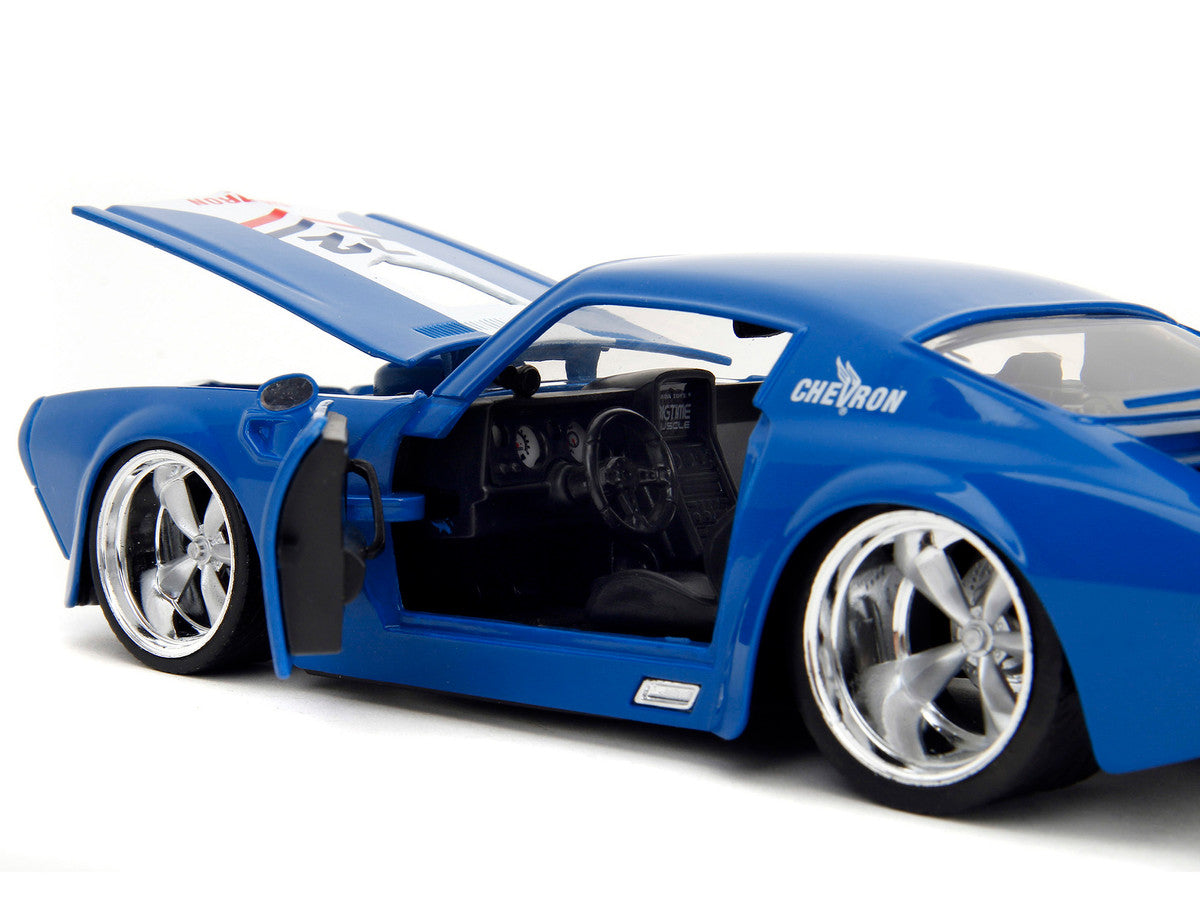 1972 Pontiac Firebird #72 Blue with White Stripe "Chevron" "Bigtime Muscle" Series 1/24 Diecast Model Car by Jada LuxuryLifeWay Online Store