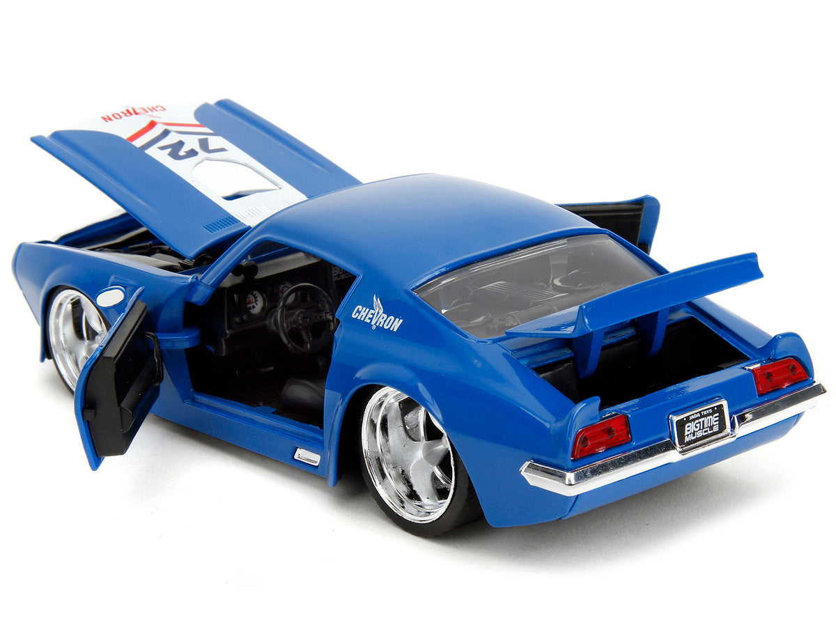 1972 Pontiac Firebird #72 Blue with White Stripe "Chevron" "Bigtime Muscle" Series 1/24 Diecast Model Car by Jada LuxuryLifeWay Online Store