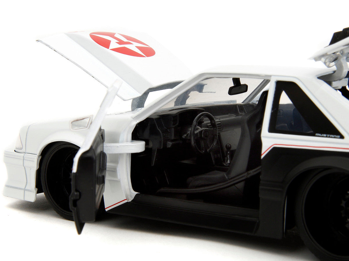 1989 Ford Mustang GT "Texaco" White and Matt Black with Graphics "Bigtime Muscle" Series 1/24 Diecast Model Car by Jada LuxuryLifeWay Online Store
