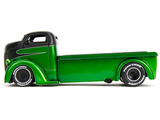 1947 Ford COE Flatbed Truck Green Metallic and Matt Black "Toyo Tires" with Extra Wheels "Just Trucks" Series 1/24 Diecast Model Car by Jada LuxuryLifeWay Online Store