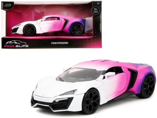 Lykan Hypersport White Pink and Purple Gradient "Pink Slips" Series 1/24 Diecast Model Car by Jada LuxuryLifeWay Online Store