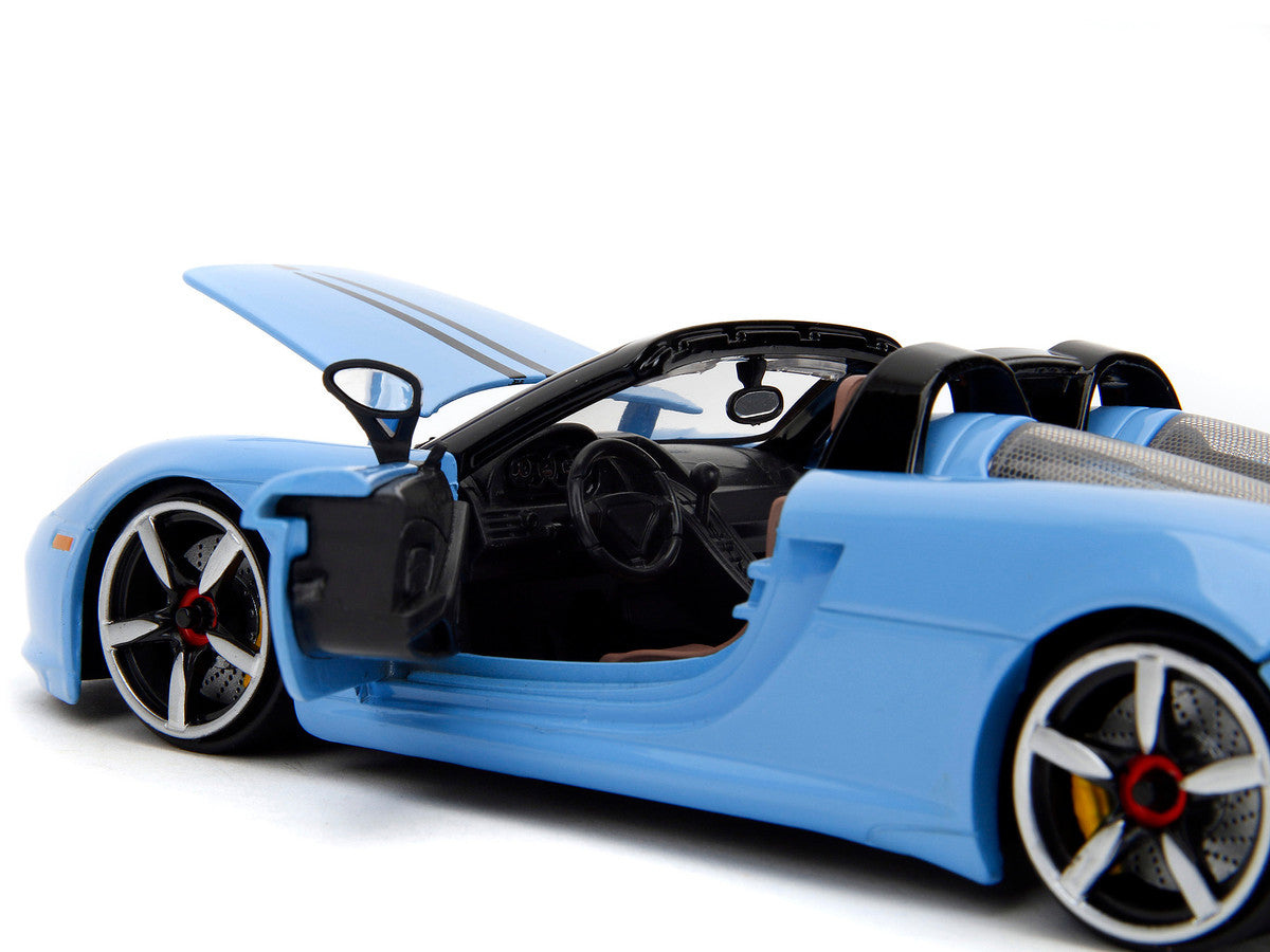 Porsche Carrera GT Convertible Blue with Black Stripes "Pink Slips" Series 1/24 Diecast Model Car by Jada LuxuryLifeWay Online Store