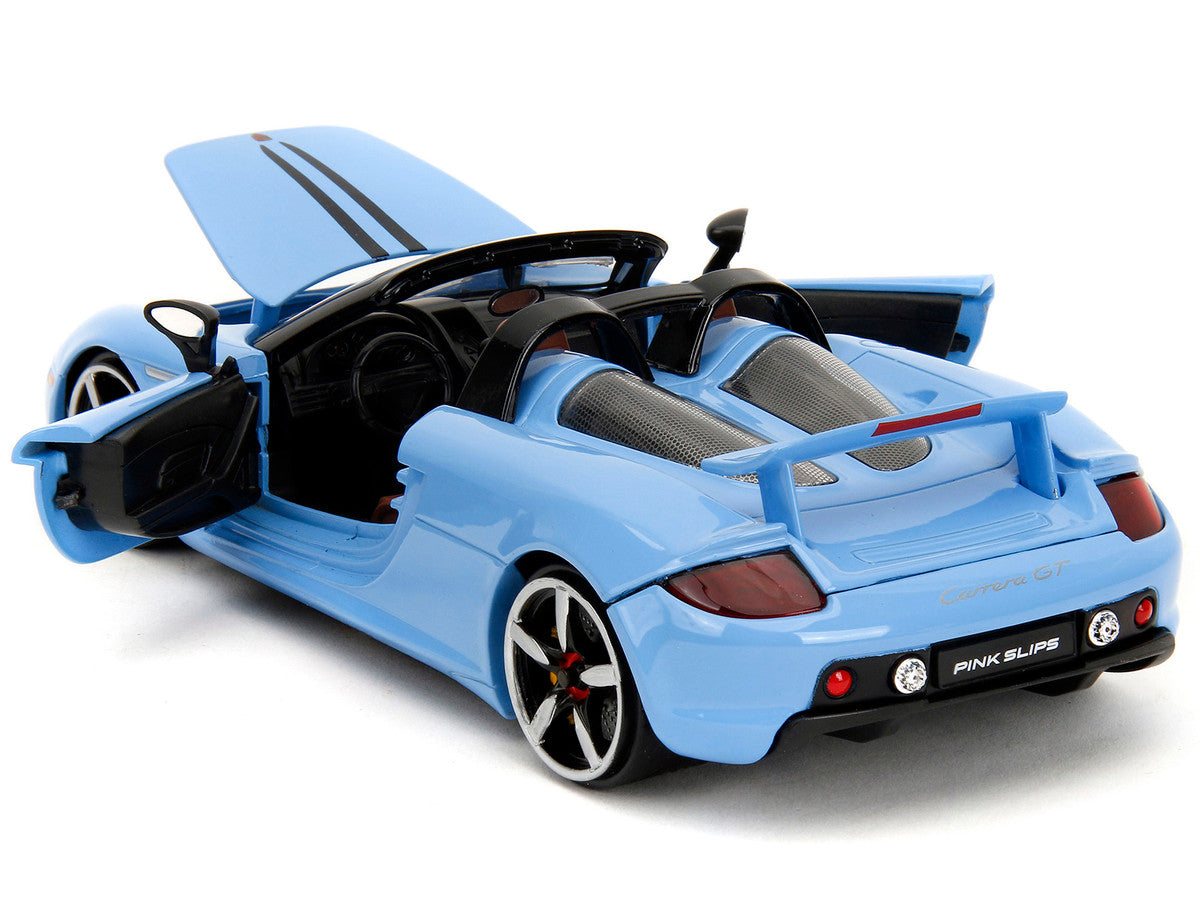 Porsche Carrera GT Convertible Blue with Black Stripes "Pink Slips" Series 1/24 Diecast Model Car by Jada LuxuryLifeWay Online Store
