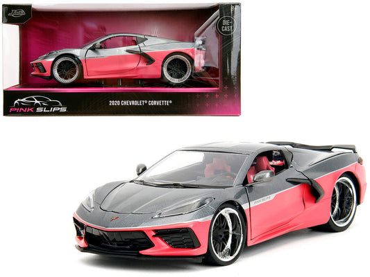 2020 Chevrolet Corvette Gray Metallic and Pink "Pink Slips" Series 1/24 Diecast Model Car by Jada LuxuryLifeWay Online Store