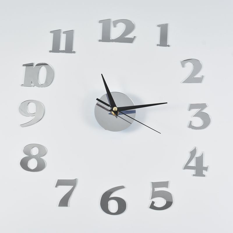 Creative acrylic mirror wall clock DIY stereo hanging PearlNestDecor.com