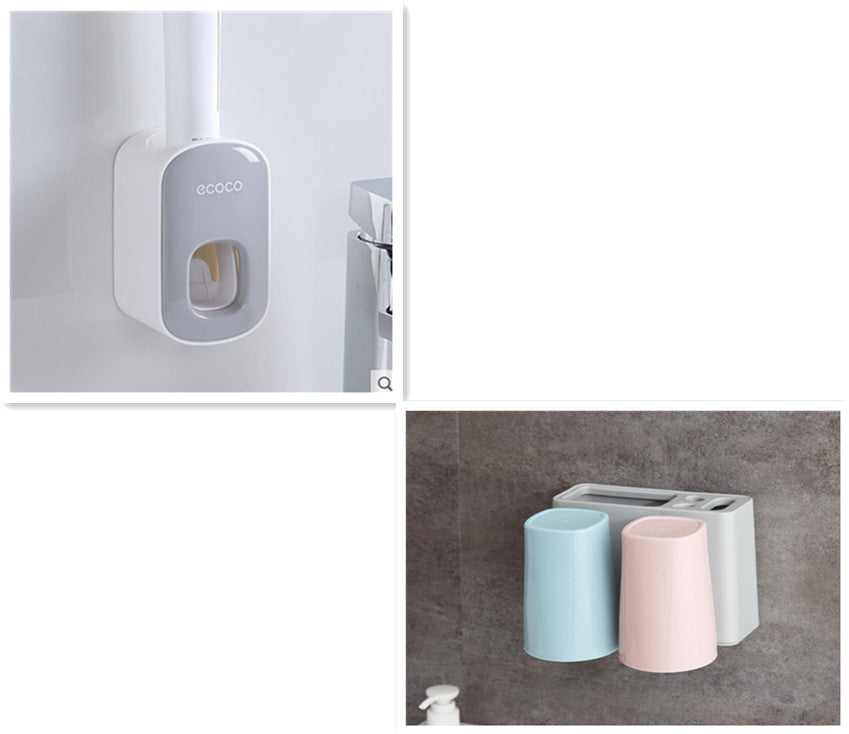 Wall Mounted Automatic Toothpaste Holder Bathroom Accessories Set Dispenser CJD