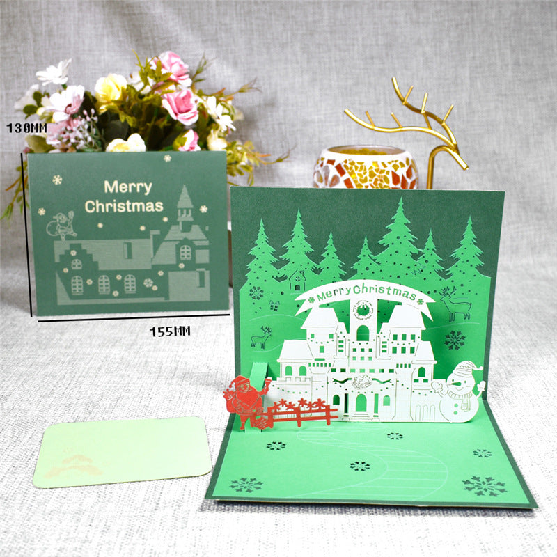 3D Merry Christmas Cards Christmas Tree Winter Gift Pop-Up Cards Christmas Decoration Stickers CJD