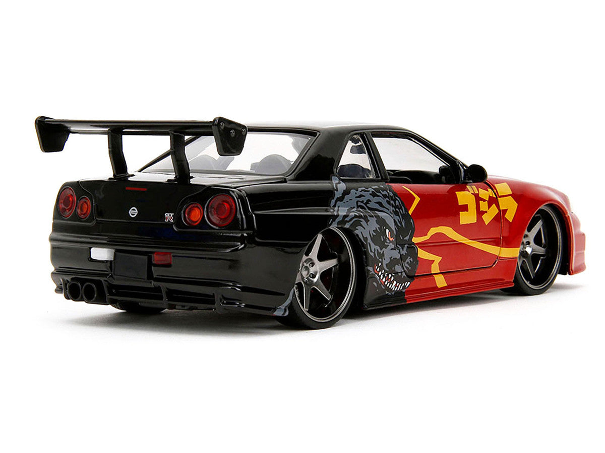 2002 Nissan Skyline GT-R (R34) RHD (Right Hand Drive) Red Metallic and Black "Godzilla vs. Destoroyah" (1995) Movie "Hollywood Rides" Series 1/24 Diecast Model Car by Jada LuxuryLifeWay Online Store