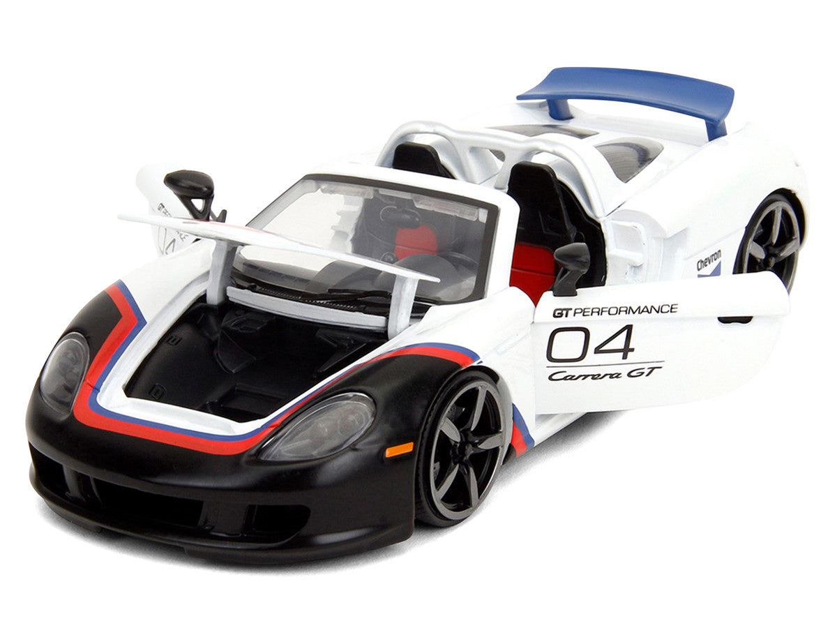 Porsche Carrera GT Convertible #04 "Chevron" White with Graphics "Hyper-Spec" Series 1/24 Diecast Model Car by Jada LuxuryLifeWay Online Store