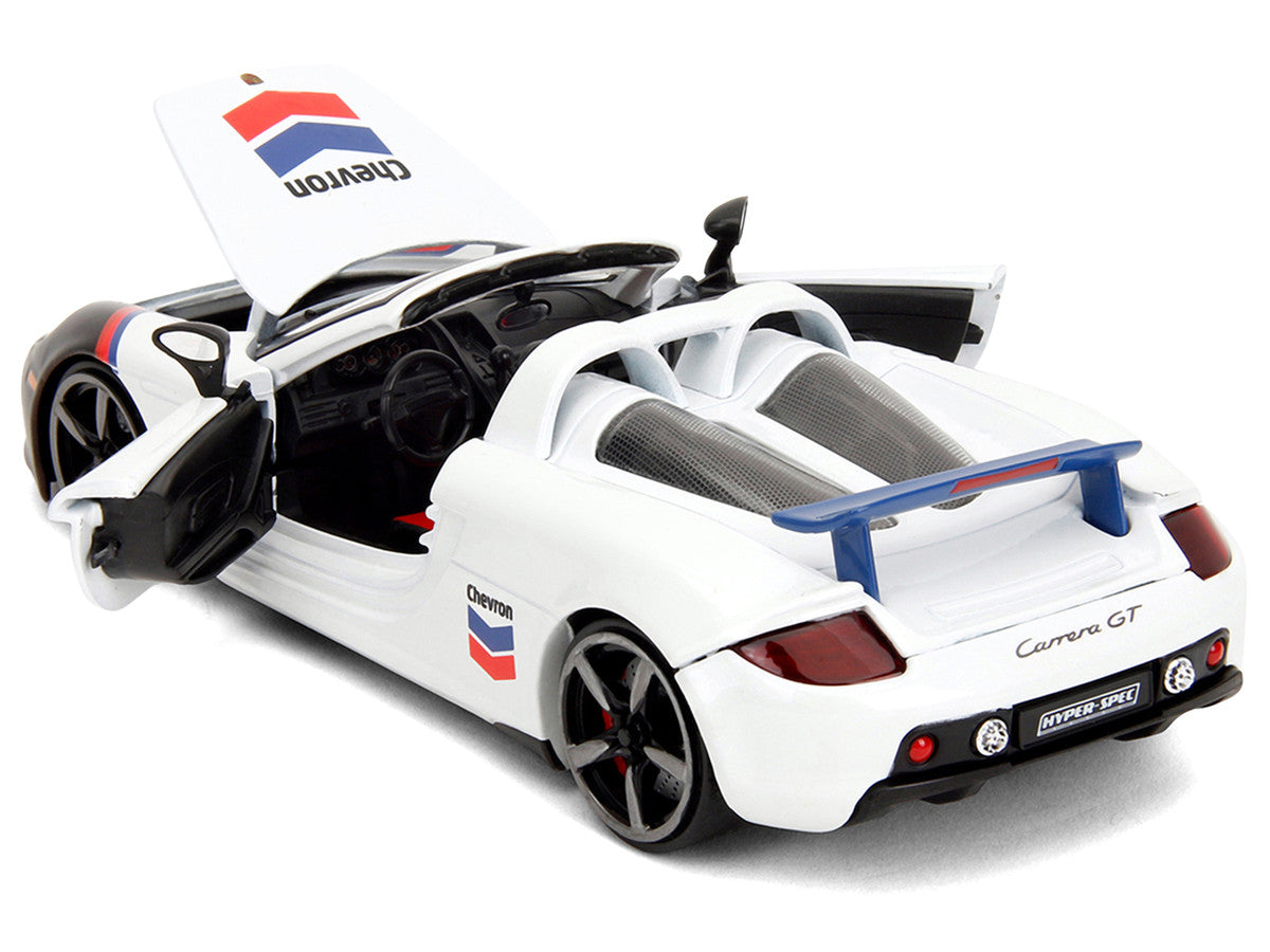 Porsche Carrera GT Convertible #04 "Chevron" White with Graphics "Hyper-Spec" Series 1/24 Diecast Model Car by Jada LuxuryLifeWay Online Store