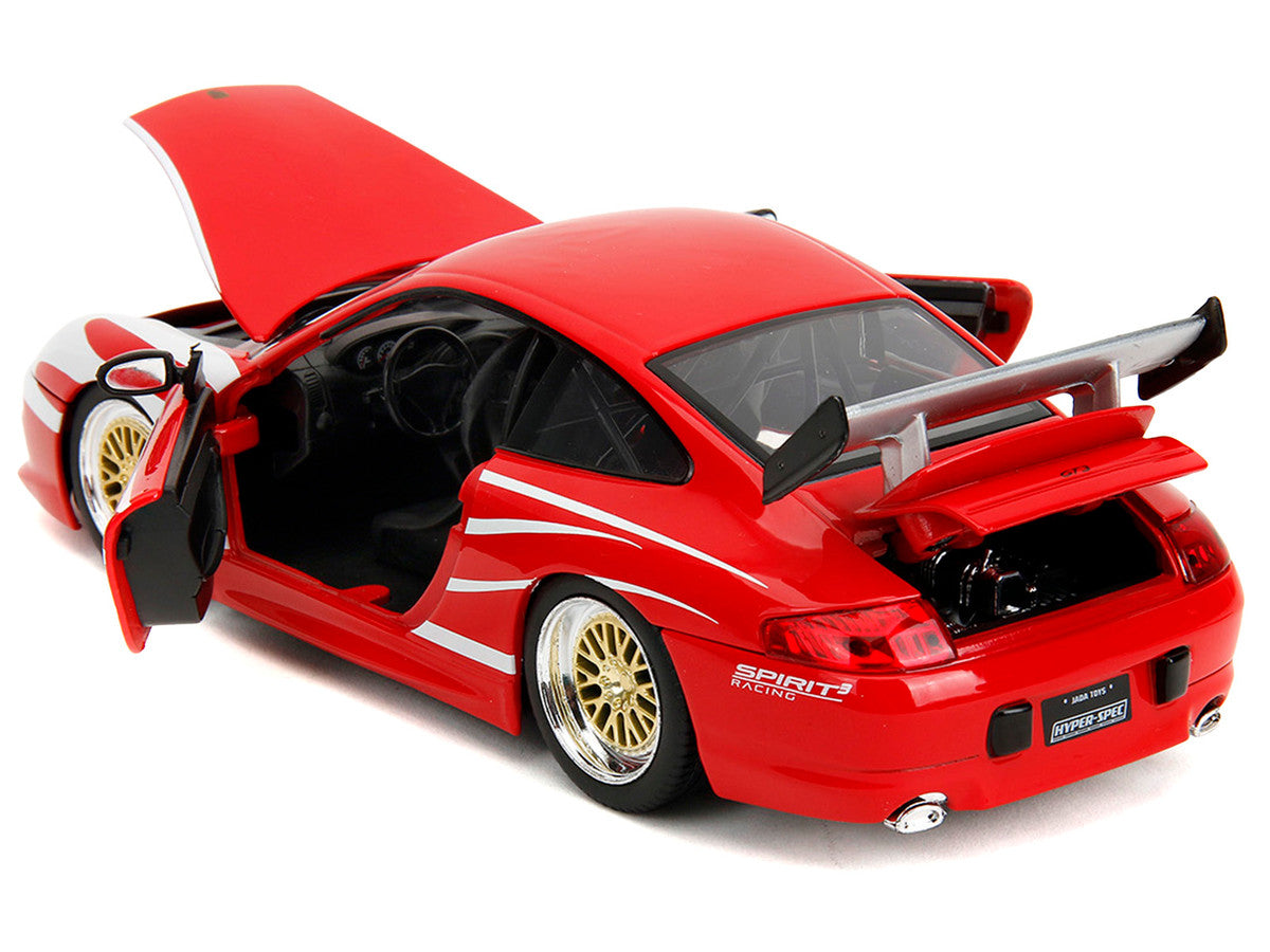 Porsche 911 GT3 (996) Red with White Graphics "Hyper-Spec" Series 1/24 Diecast Model Car by Jada LuxuryLifeWay Online Store
