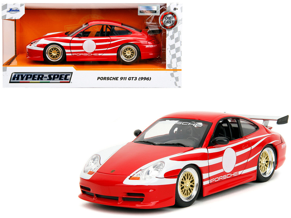 Porsche 911 GT3 (996) Red with White Graphics "Hyper-Spec" Series 1/24 Diecast Model Car by Jada LuxuryLifeWay Online Store