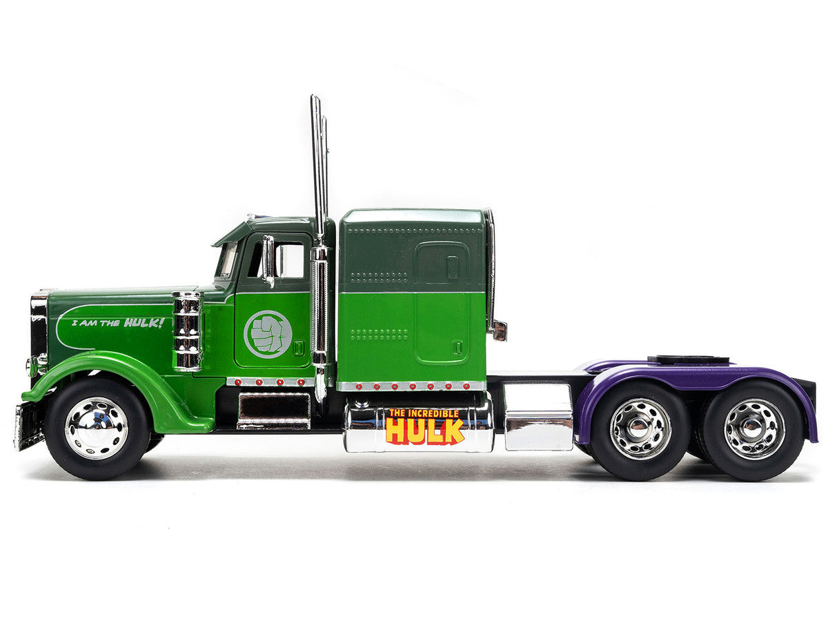 1992 Peterbilt 379 Truck Tractor Green Two-Tone and Purple "The Incredible Hulk" "Marvel Avengers" Series Diecast Model by Jada LuxuryLifeWay Online Store