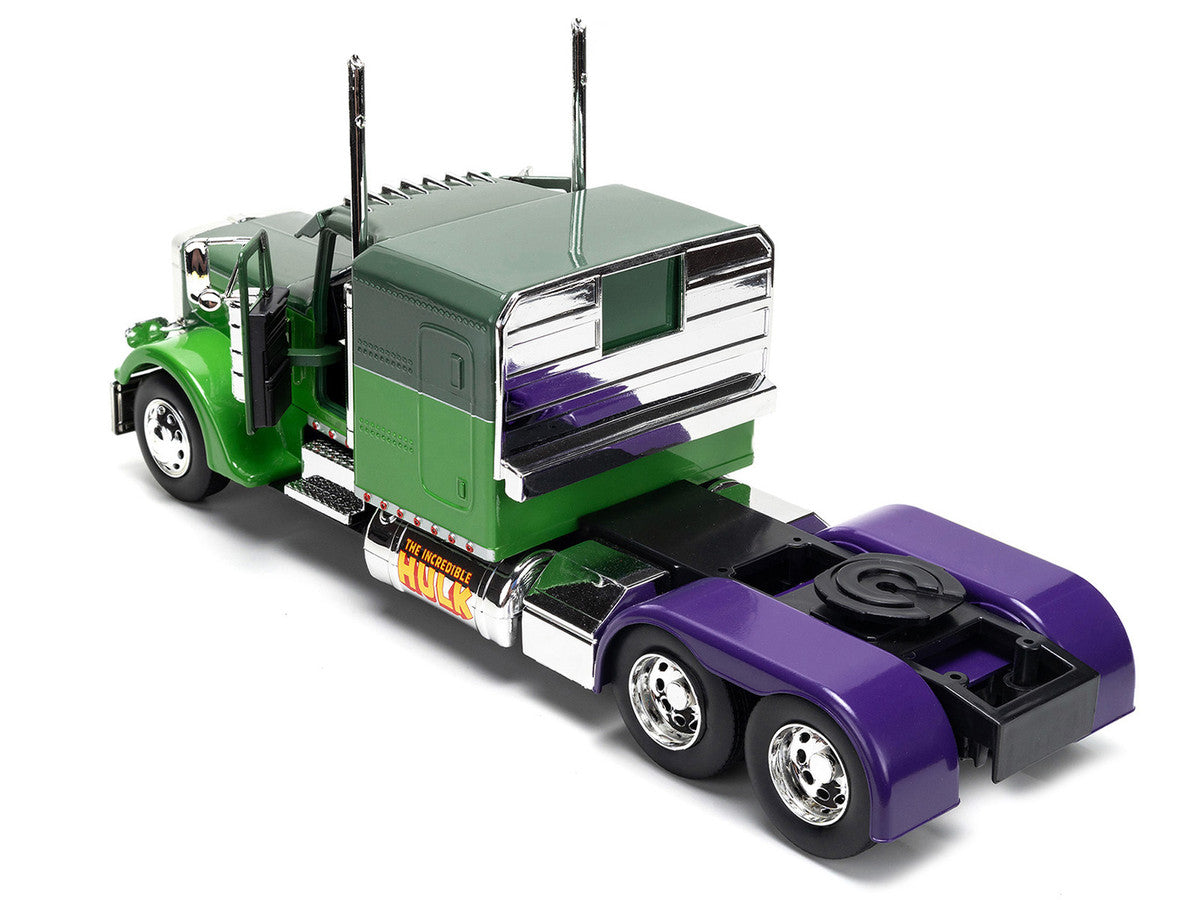 1992 Peterbilt 379 Truck Tractor Green Two-Tone and Purple "The Incredible Hulk" "Marvel Avengers" Series Diecast Model by Jada LuxuryLifeWay Online Store
