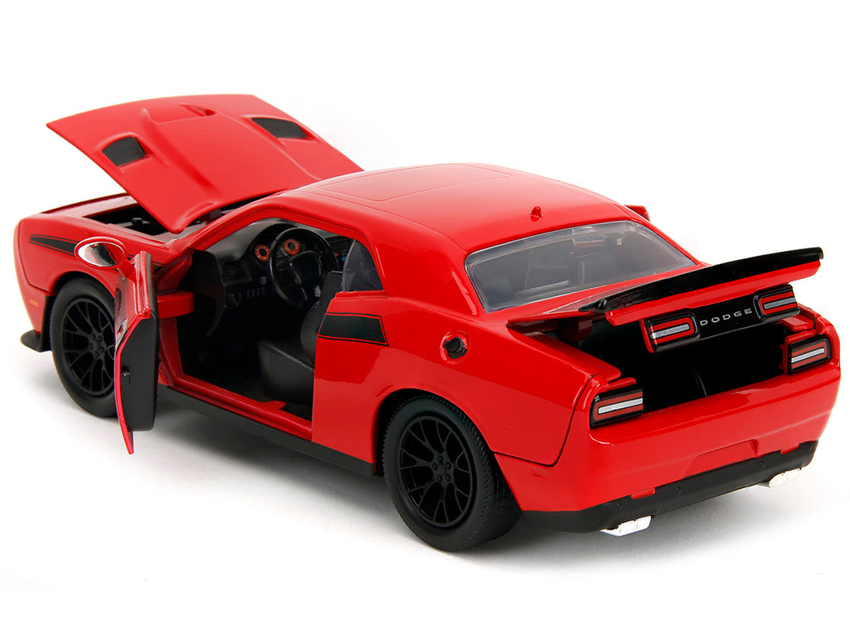 2015 Dodge Challenger Red with Black Stripes and Glenn Diecast Figure "The Walking Dead" (2010-2022) TV Series "Hollywood Rides" Series 1/24 Diecast Model Car by Jada LuxuryLifeWay Online Store