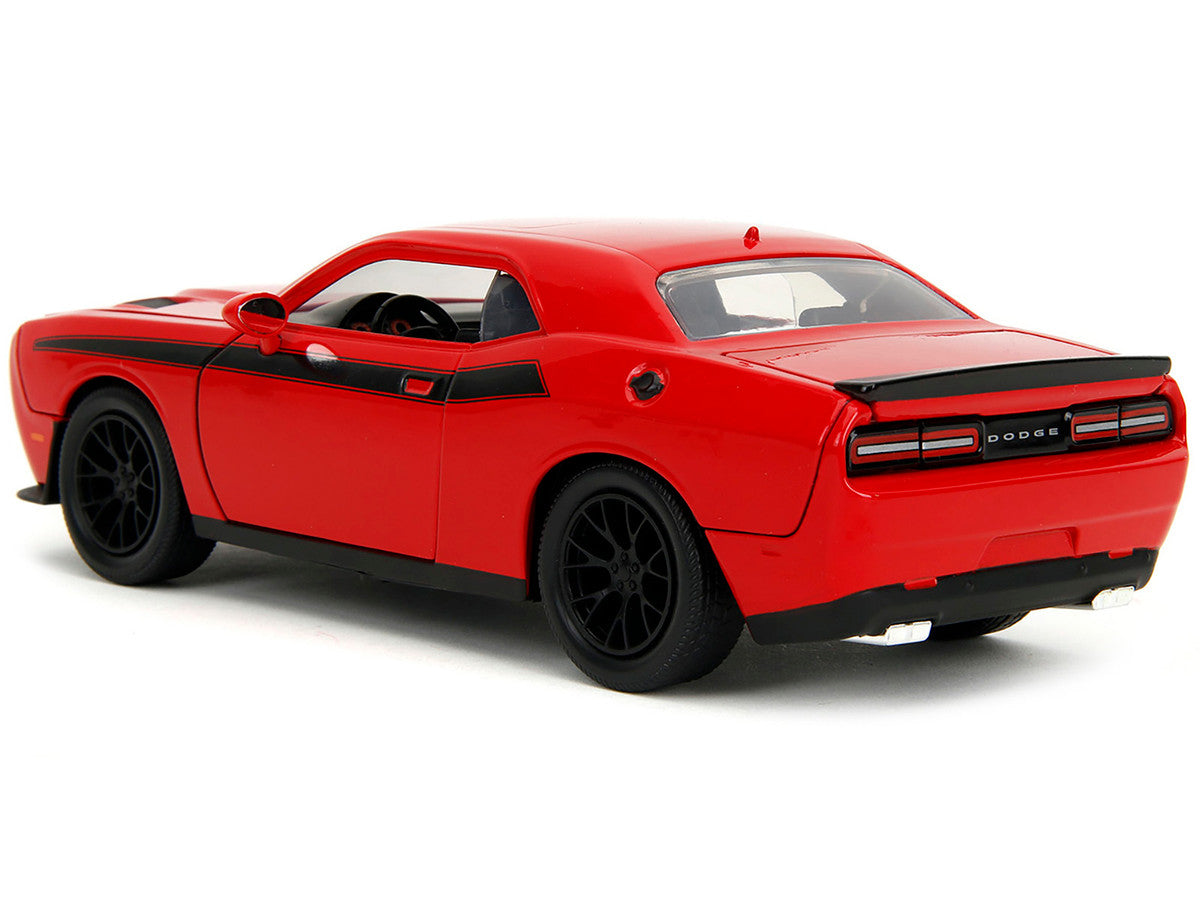 2015 Dodge Challenger Red with Black Stripes and Glenn Diecast Figure "The Walking Dead" (2010-2022) TV Series "Hollywood Rides" Series 1/24 Diecast Model Car by Jada LuxuryLifeWay Online Store