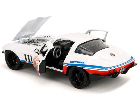 1966 Chevrolet Corvette #66 "Racing Spirit" White with Graphics "Bigtime Muscle" Series 1/24 Diecast Model Car by Jada LuxuryLifeWay Online Store