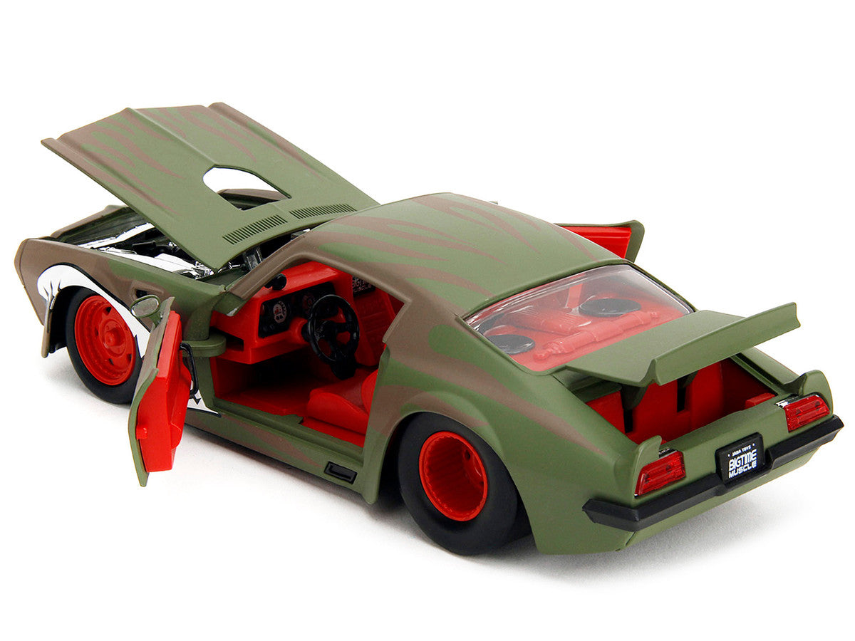 1972 Pontiac Firebird #9 Green Camouflage Flames with Graphics and Red Interior "Bigtime Muscle" Series 1/24 Diecast Model Car by Jada LuxuryLifeWay Online Store
