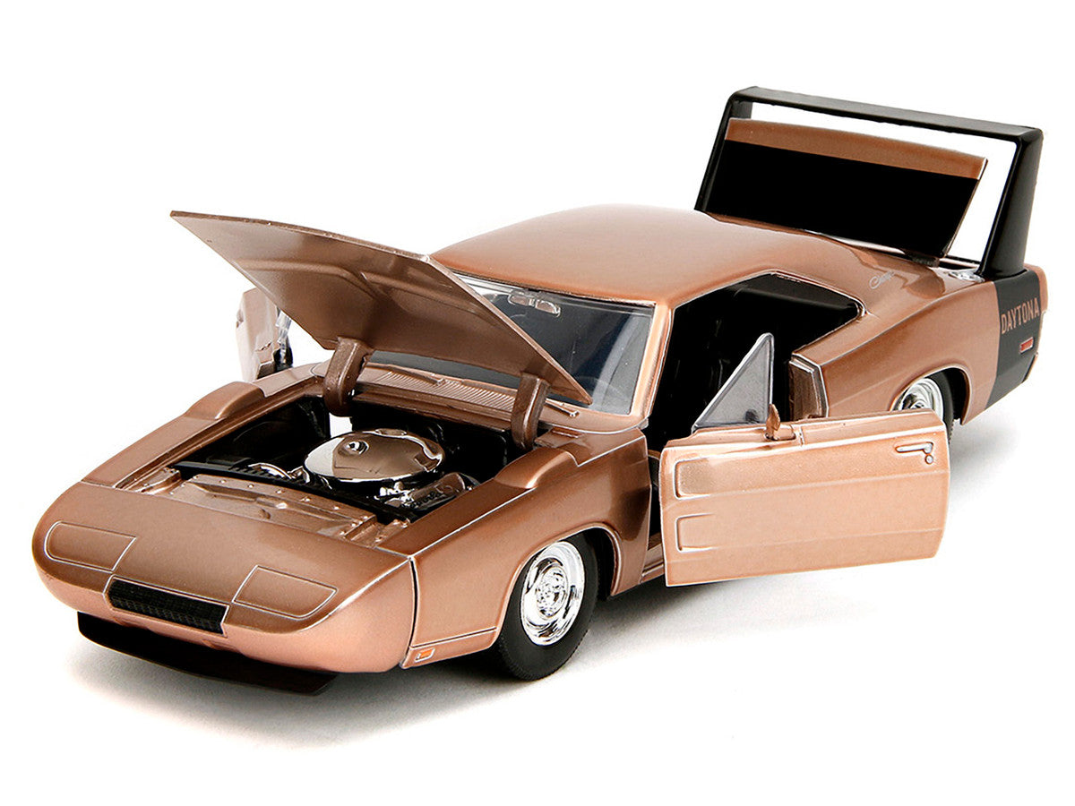 1969 Dodge Charger Daytona Bronze Metallic with Black Tail Stripe "Bigtime Muscle" Series 1/24 Diecast Model Car by Jada LuxuryLifeWay Online Store